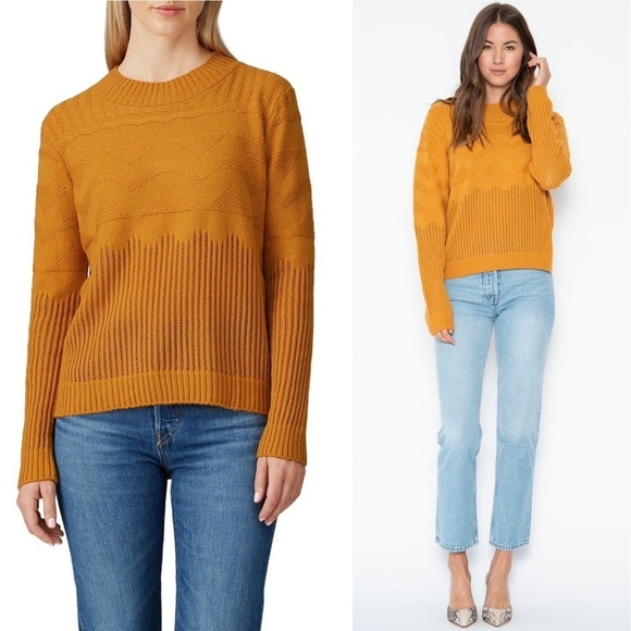 REVOLVE X ONE GREY DAY Merino Wool Geometric Rib Knit Pullover Crew Sweater XS - Picture 2 of 9